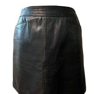 Vintage Siena Studio Black Lined Leather Mini Skirt Plus Size 14